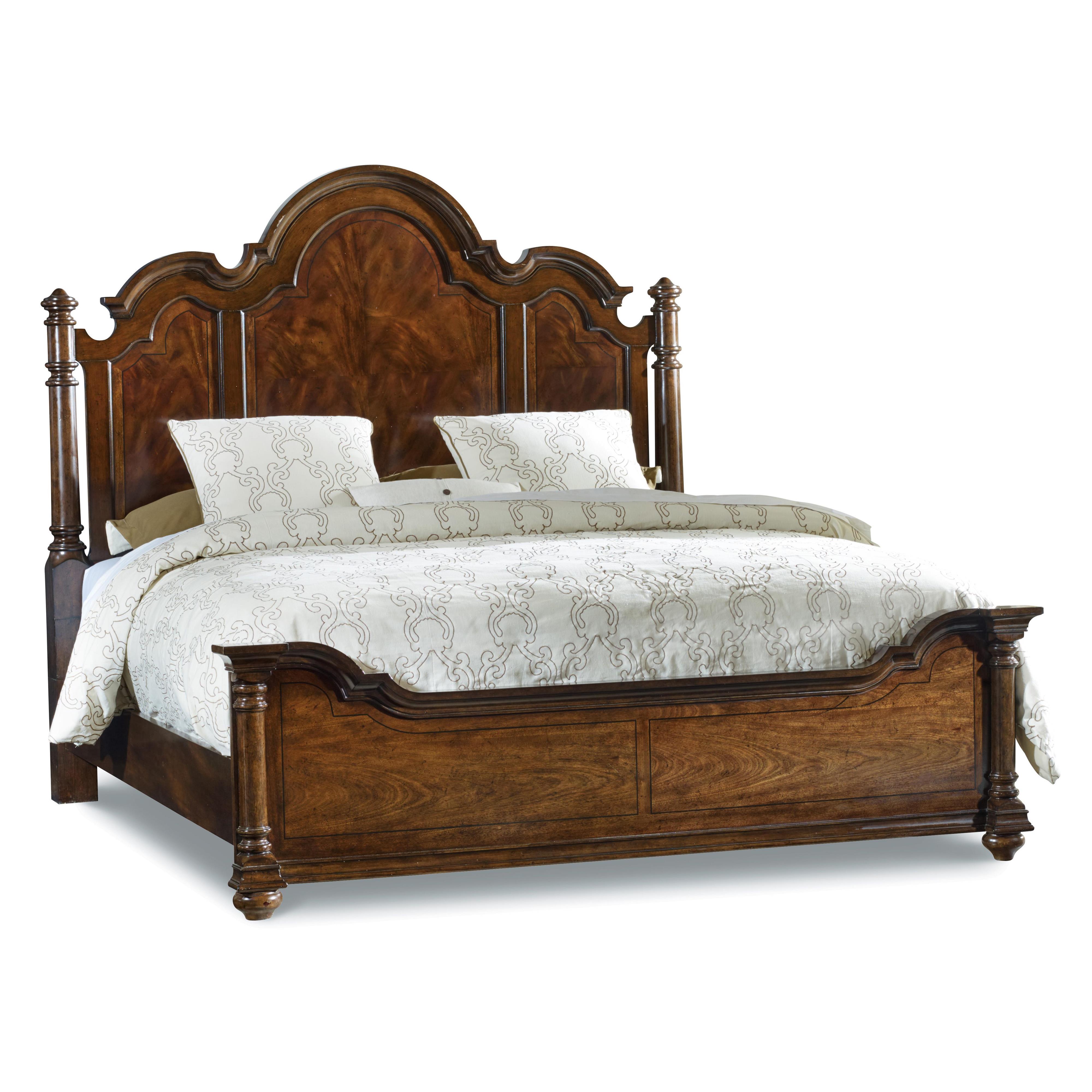 Hooker Furniture Leesburg Queen Size Poster Bed with Mahogany Veneers